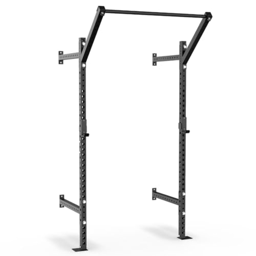 Home Gym Pull Up - แร็คสควอทติดผนังสำหรับใช้ในยิมที่บ้าน โครงสร้างเหล็ก ผิวสีดำ รับน้ำหนักได้ 750 ปอนด์