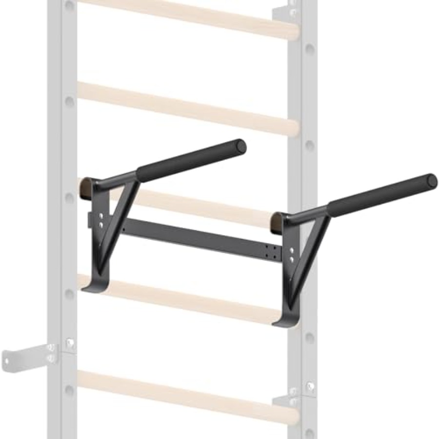 Home Gym Pull Up - บาร์โหนติดผนังสำหรับยิมนาสติก 2x2 แบบสวีเดน พร้อมที่จับไม้เนื้อแข็ง 1 รู