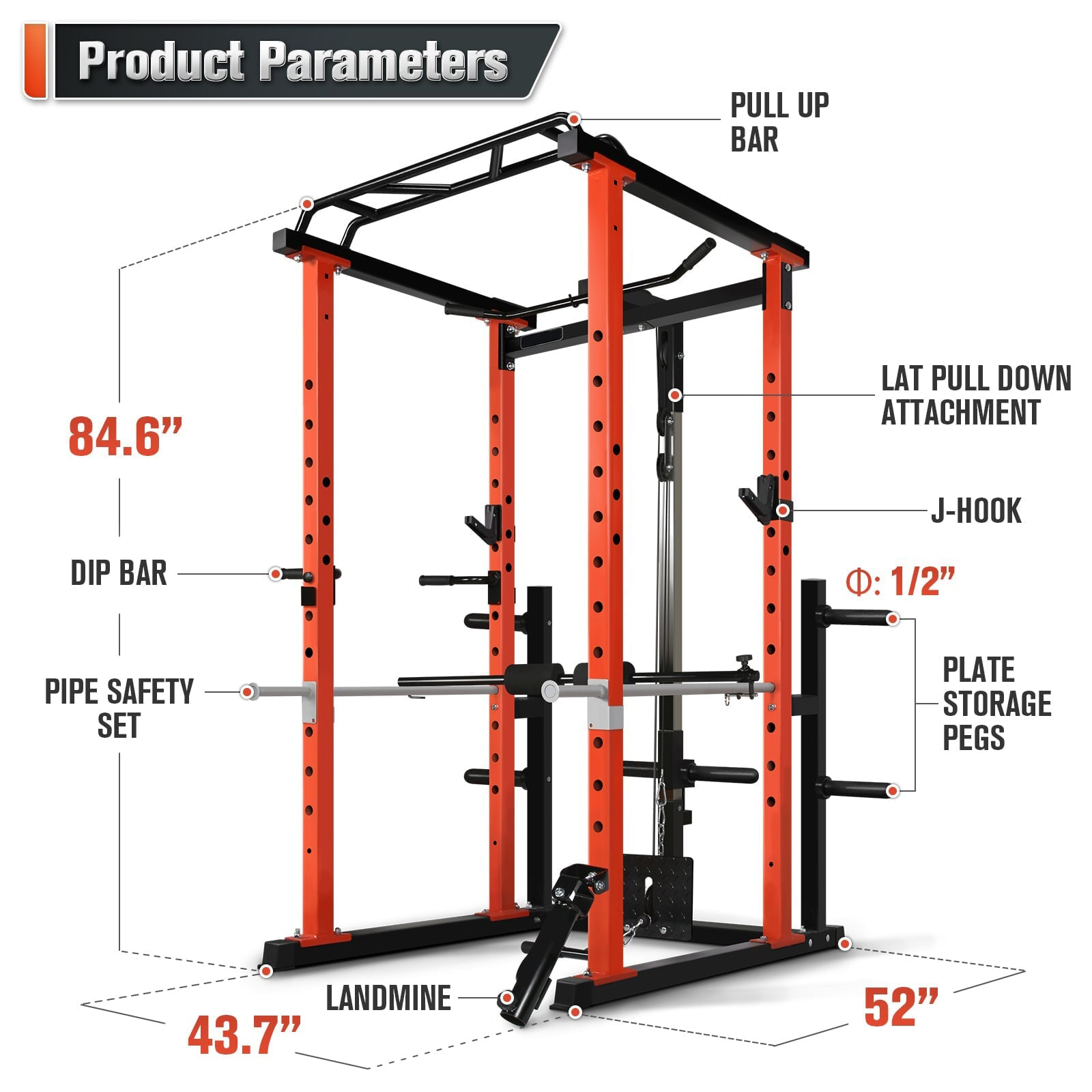 Home Gym Machine - เครื่องออกกำลังกายแบบมัลติฟังก์ชั่นสำหรับใช้ในบ้าน พร้อมระบบดึงลง ระบบสควอทแร็ค และเครื่องฝึกความแข็งแรงสำหรับการออกกำลังกาย