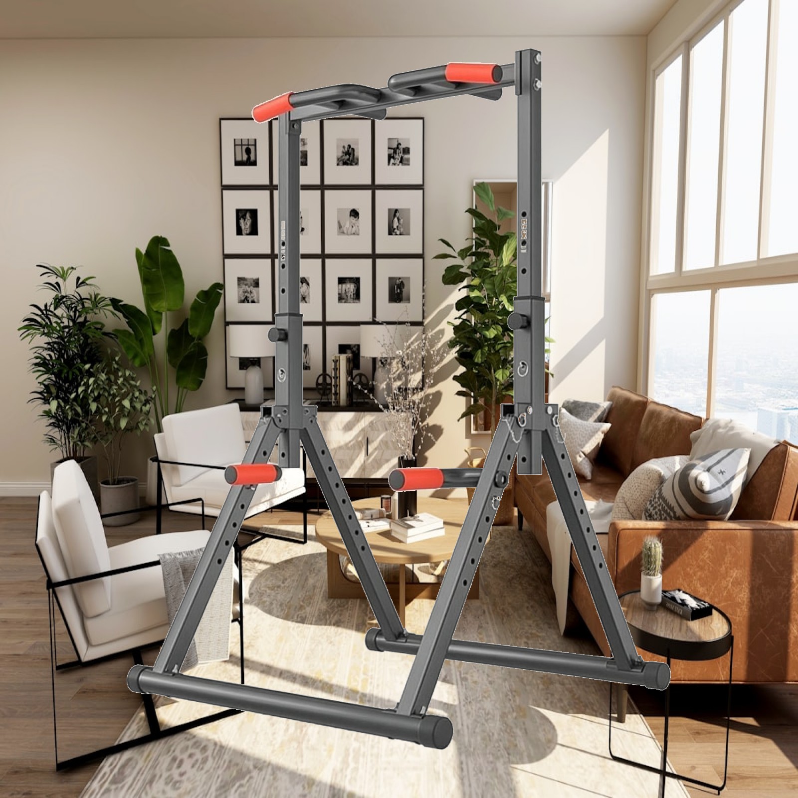 Home Gym Pull Up - ราวจับปรับระดับได้สำหรับเด็ก พร้อมที่จับโฟม อุปกรณ์ออกกำลังกายในร่ม แข็งแรง ทนทาน เหมาะสำหรับการออกกำลังกายที่บ้านและเพาะกาย