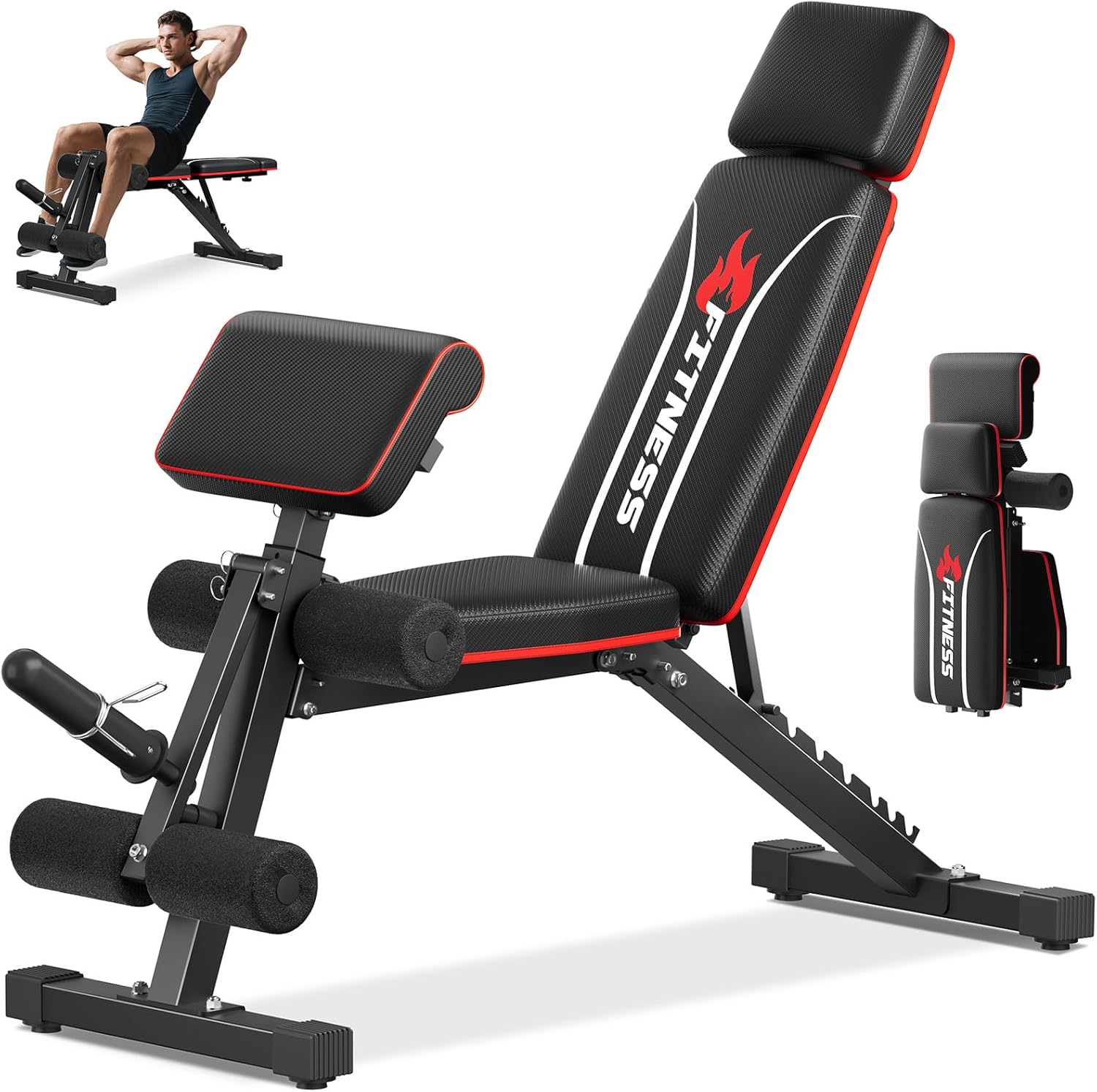 Home Gym Weights - ม้านั่งยกน้ำหนักแบบพับได้สำหรับยิมที่บ้าน, วัสดุโลหะผสม, สีเงิน, รับน้ำหนักได้ 900 ปอนด์,